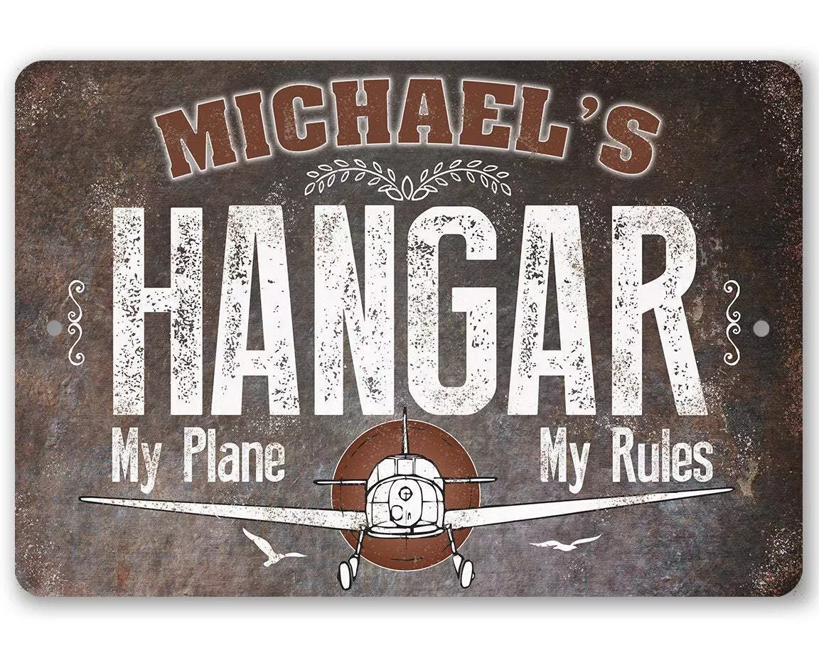 Personalized - Airplane Hangar - Metal Sign