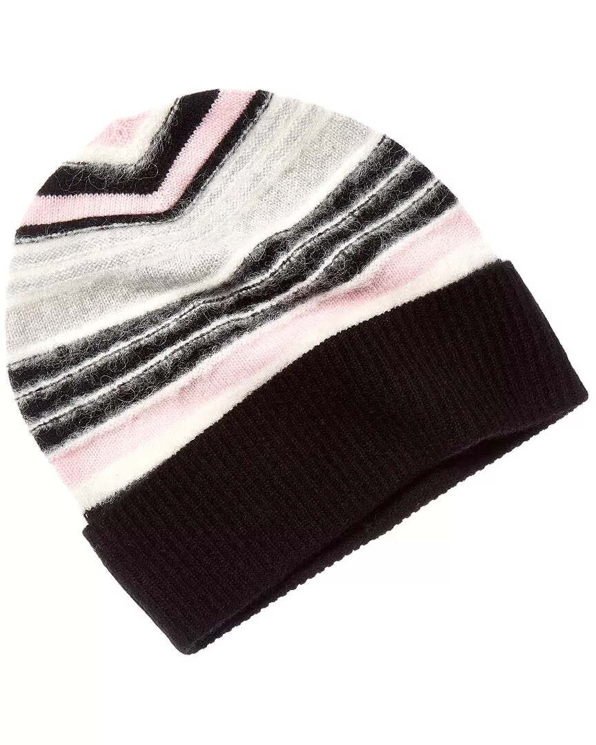 Phenix Fuzzy Stripe Cashmere Beanie