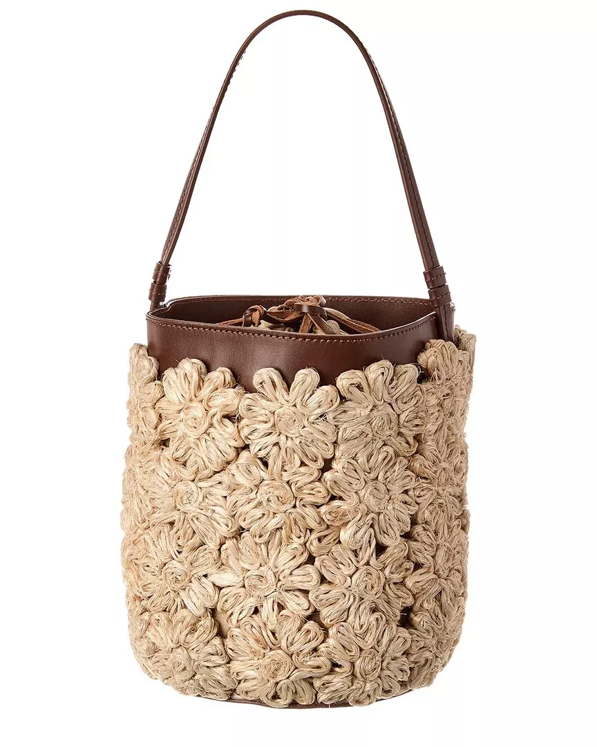 Poolside The Ravello Floral Straw Bucket Bag