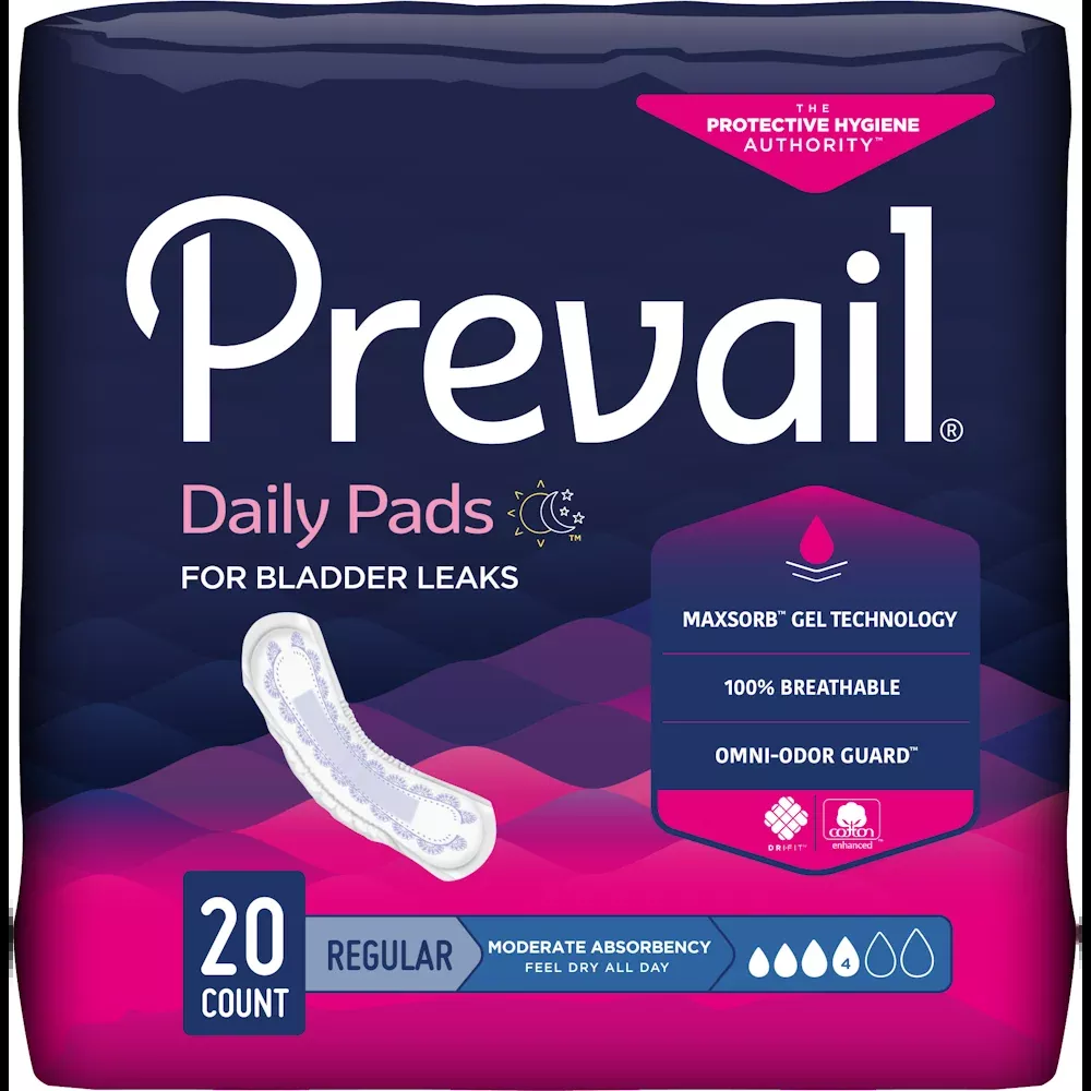 Prevail Daily Pads Moderate Absorbency Regular 9 X 20 Ct Pads-Absorbent