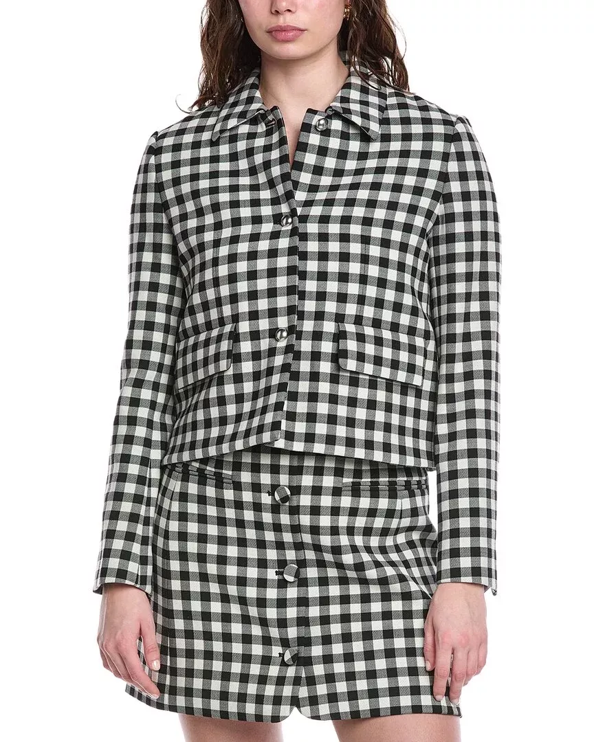 Rebecca Taylor Phillipa Check Cropped Wool-Blend Jacket