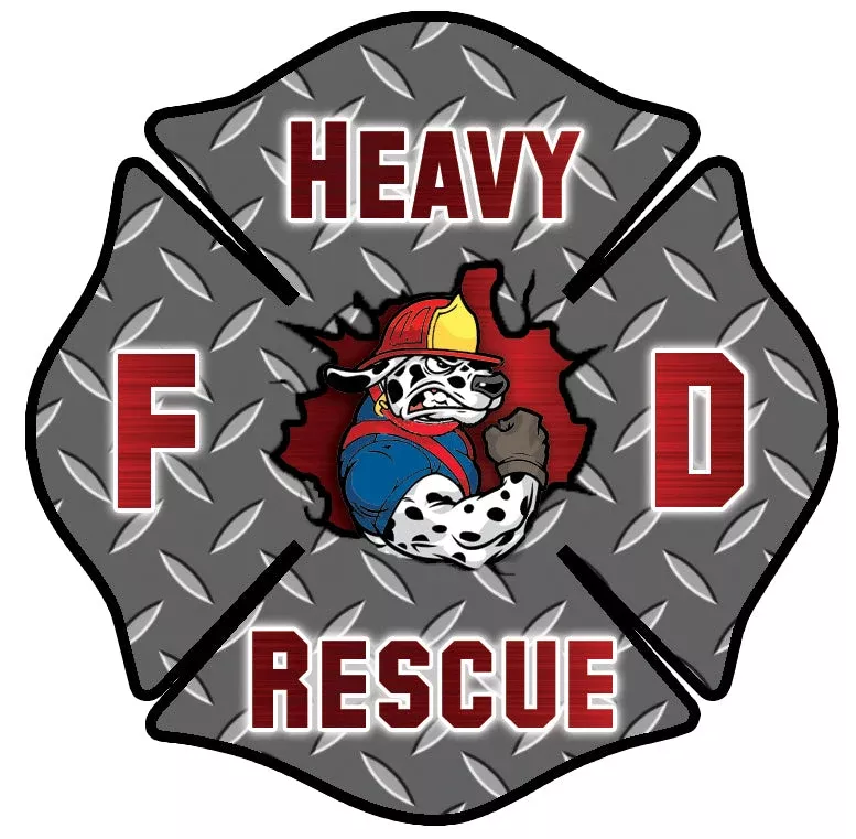 RED HEAVY RESCUE FIREFIGHTER WINDOW DECAL