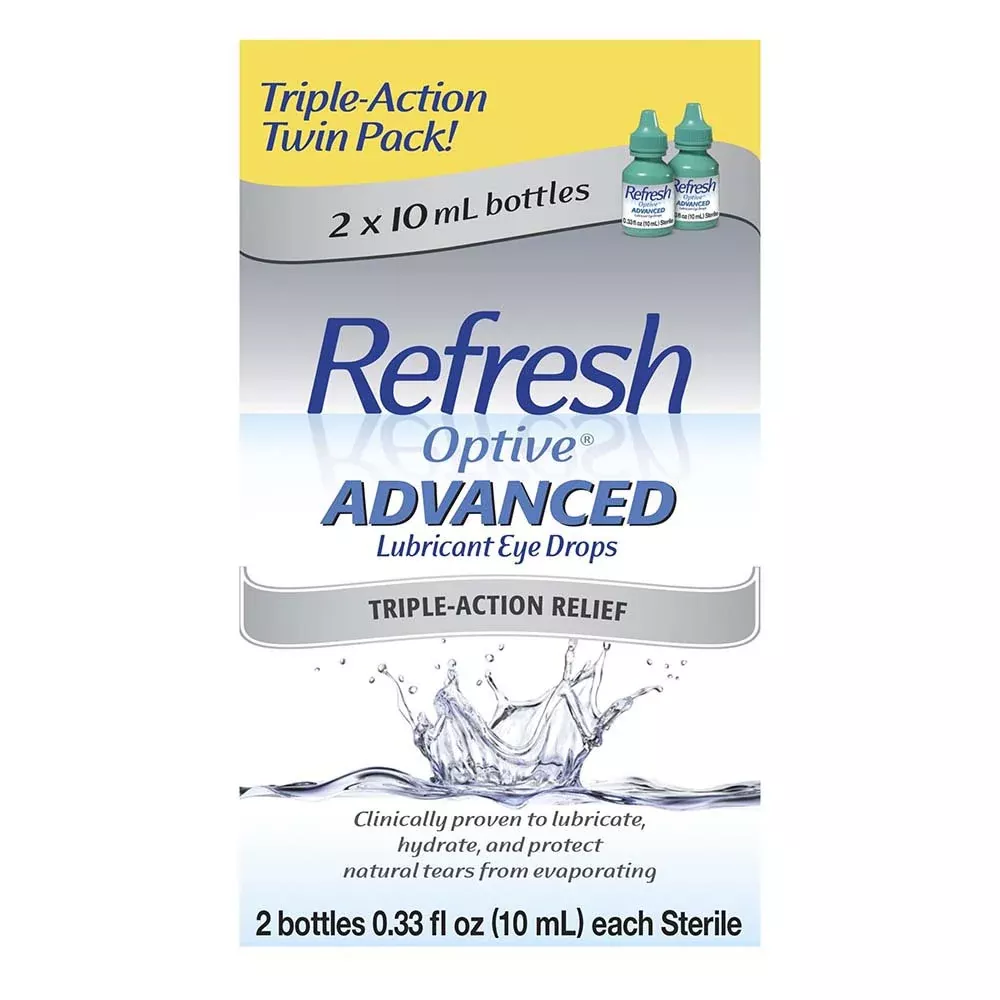 Refresh Optive Advanced Sterile Lubricant Eye Drops, 0.33 oz x 2-Pack