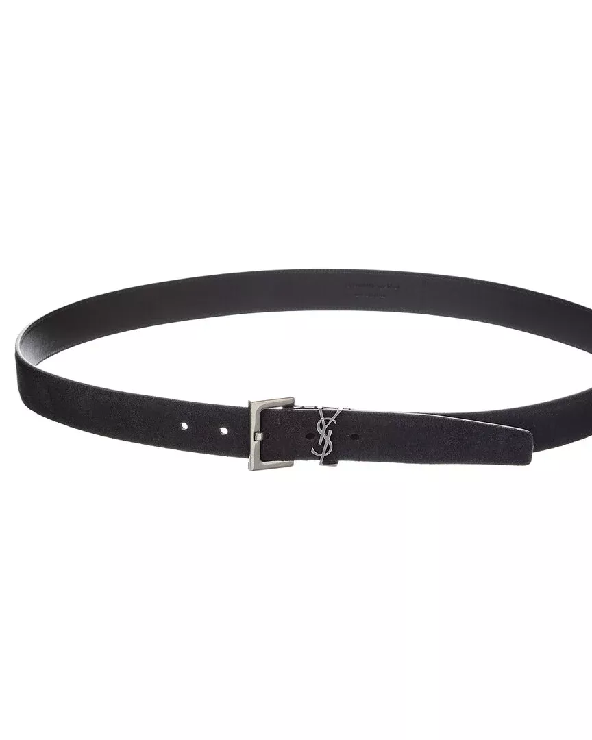 Saint Laurent Cassandre Suede Belt