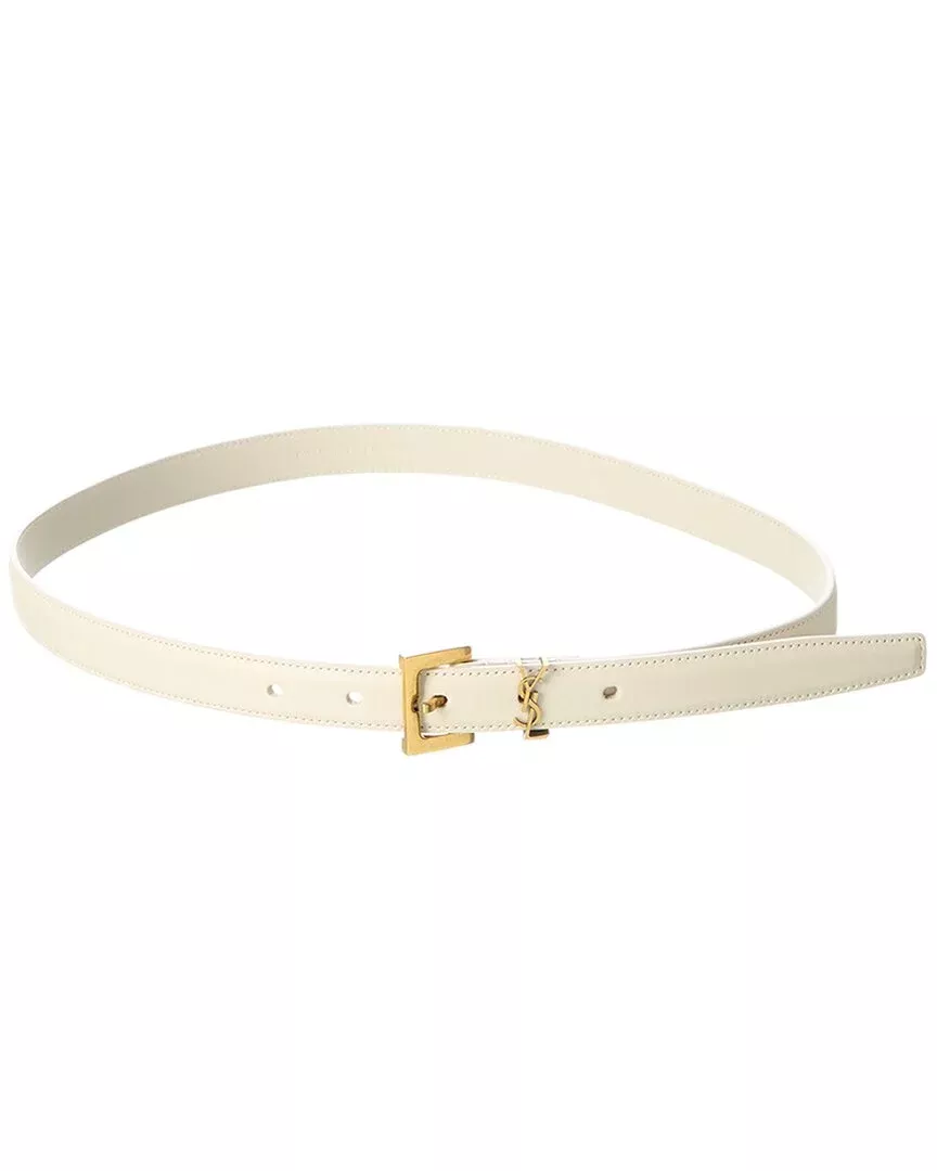 Saint Laurent Monogram Narrow Leather Belt