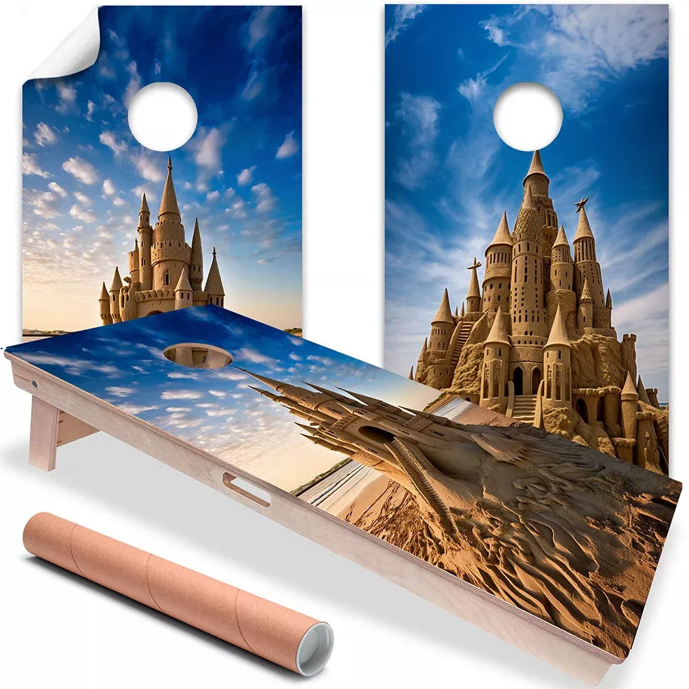 Sand Castles - Cornhole Board Wrap - Set of 2