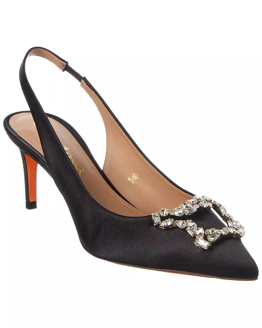 Santoni Satin Slingback Pump