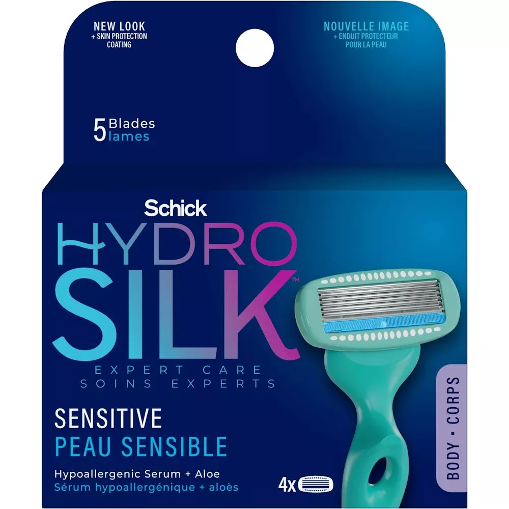 Schick Hydro Silk 5 BladesSensitive Razor Blades 4Ea