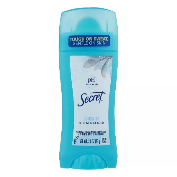 Secret pH Balanced Unscented Invisible Solid Antiperspirant & Deodorant - 2.6oz