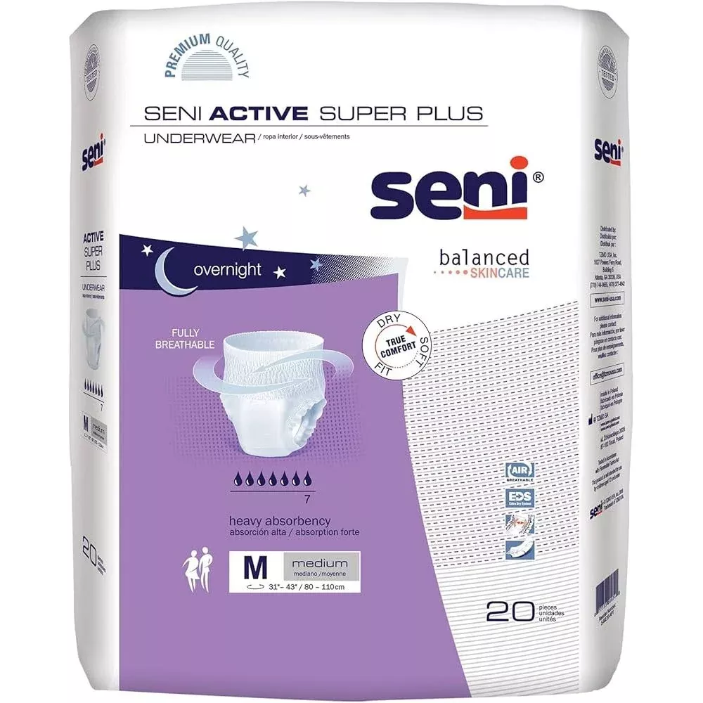 Seni Active Super Plus Protective Underwear, Small (88 Count Case)