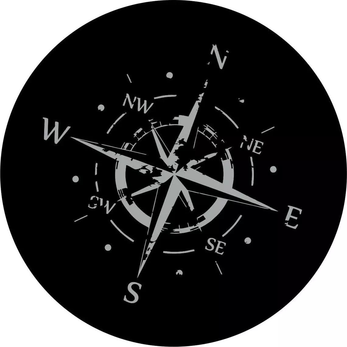 Simple Distressed Compass Spare Tire Cover Design