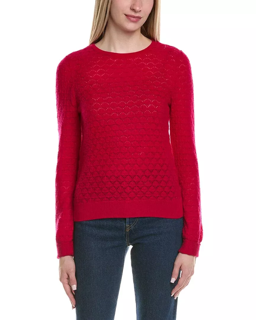 Sofiacashmere Pointelle Crewneck Wool & Cashmere-Blend Sweater