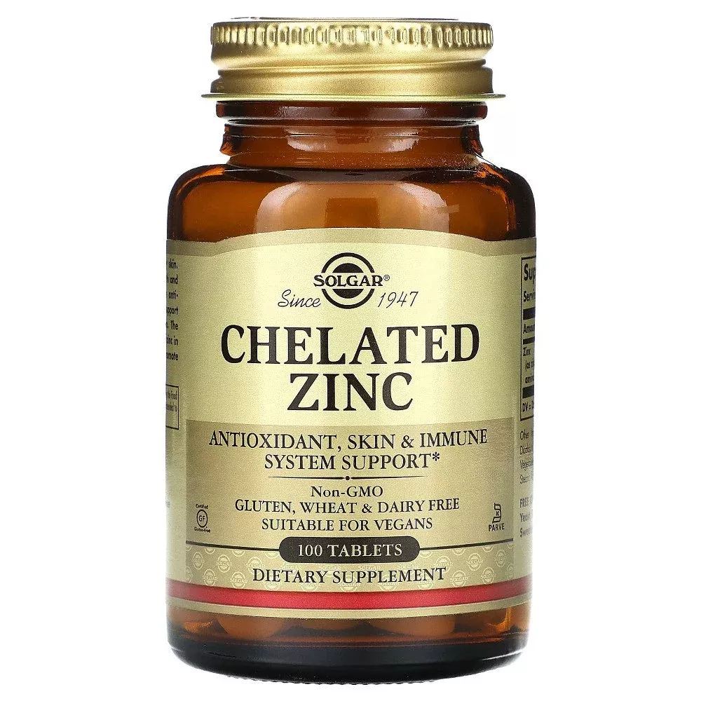 Solgar Chelated Zinc 22 Mg, 100 Tablets