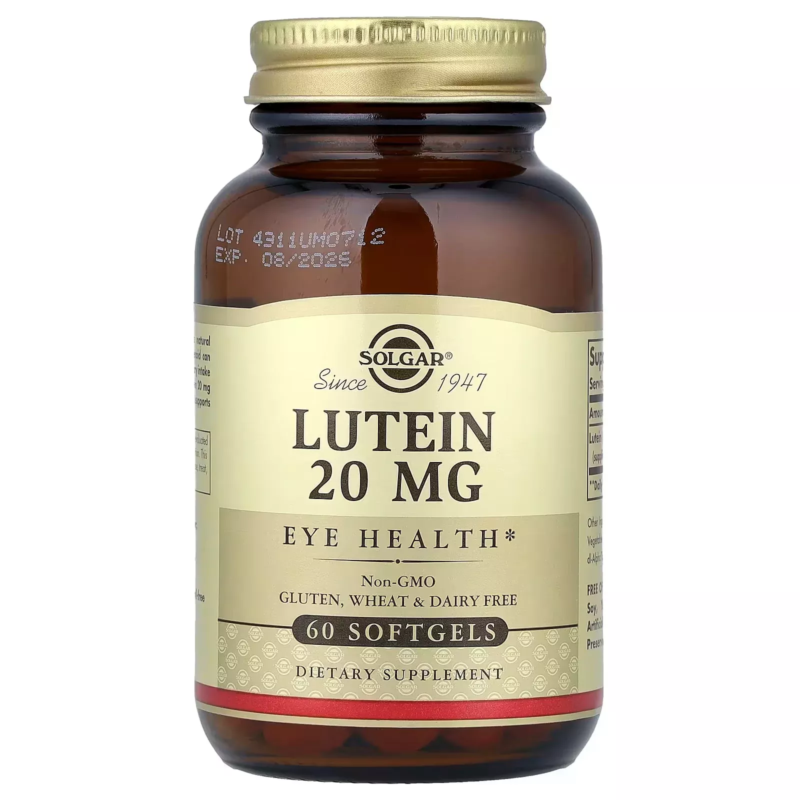 Solgar Lutein, 20 Mg, 60 Softgels