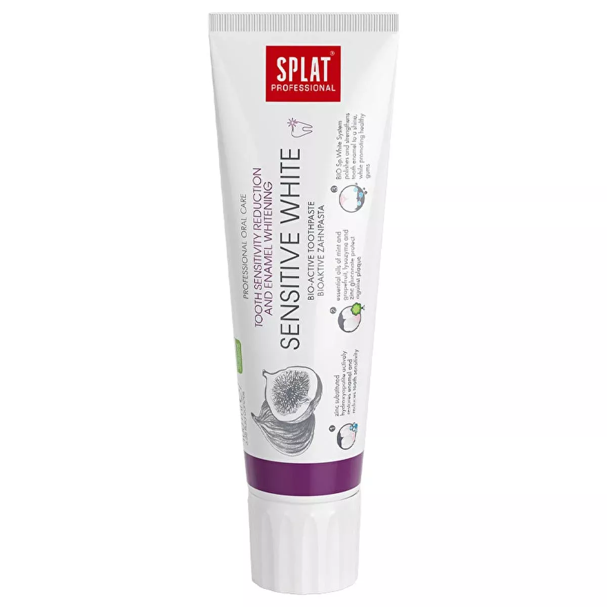 Splat Professional Sensitive White Toothpaste for Sensitive Teeth - Natural Whitening, Strengthens Enamel, SLES Free - 3.38 fl oz
