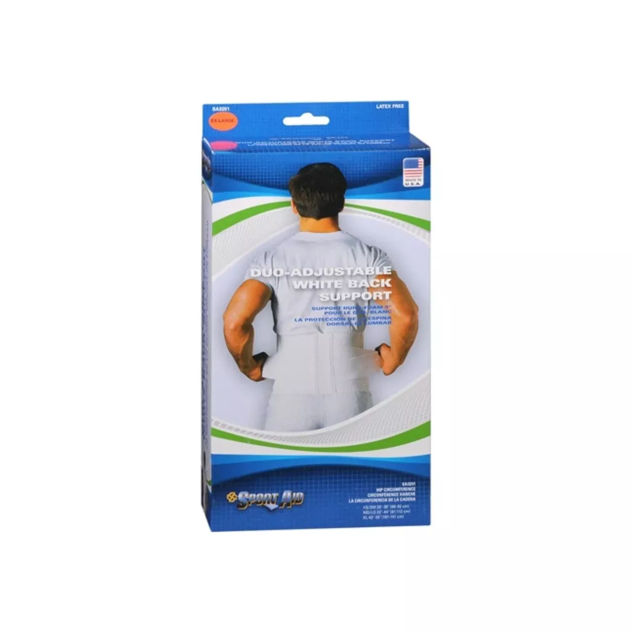Sport Aid Duo-Adjustable Back Support – White (M/L)