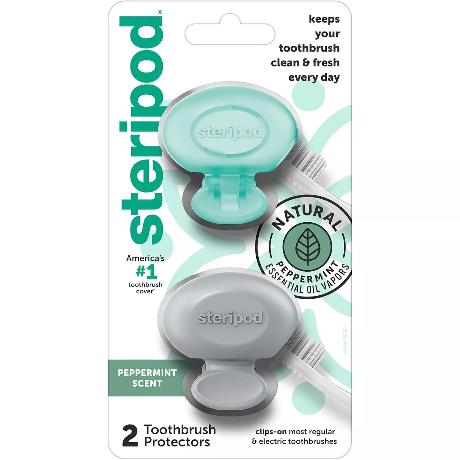 Steripod Antimicrobial Toothbrush Protector – Peppermint (2 Count)