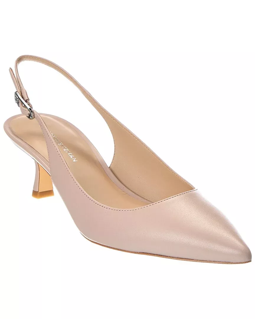 Stuart Weitzman Isla 50 Leather Slingback Pump