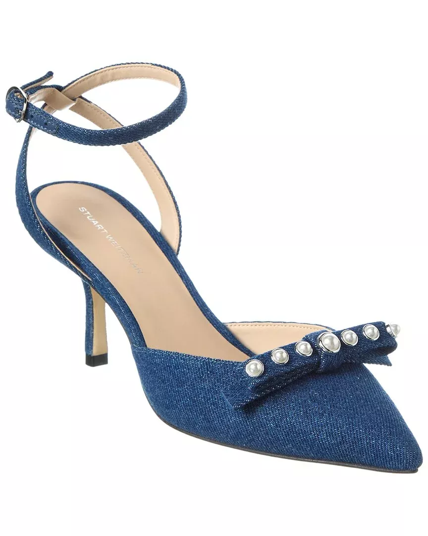 Stuart Weitzman Luella Strap 75 Denim Pump