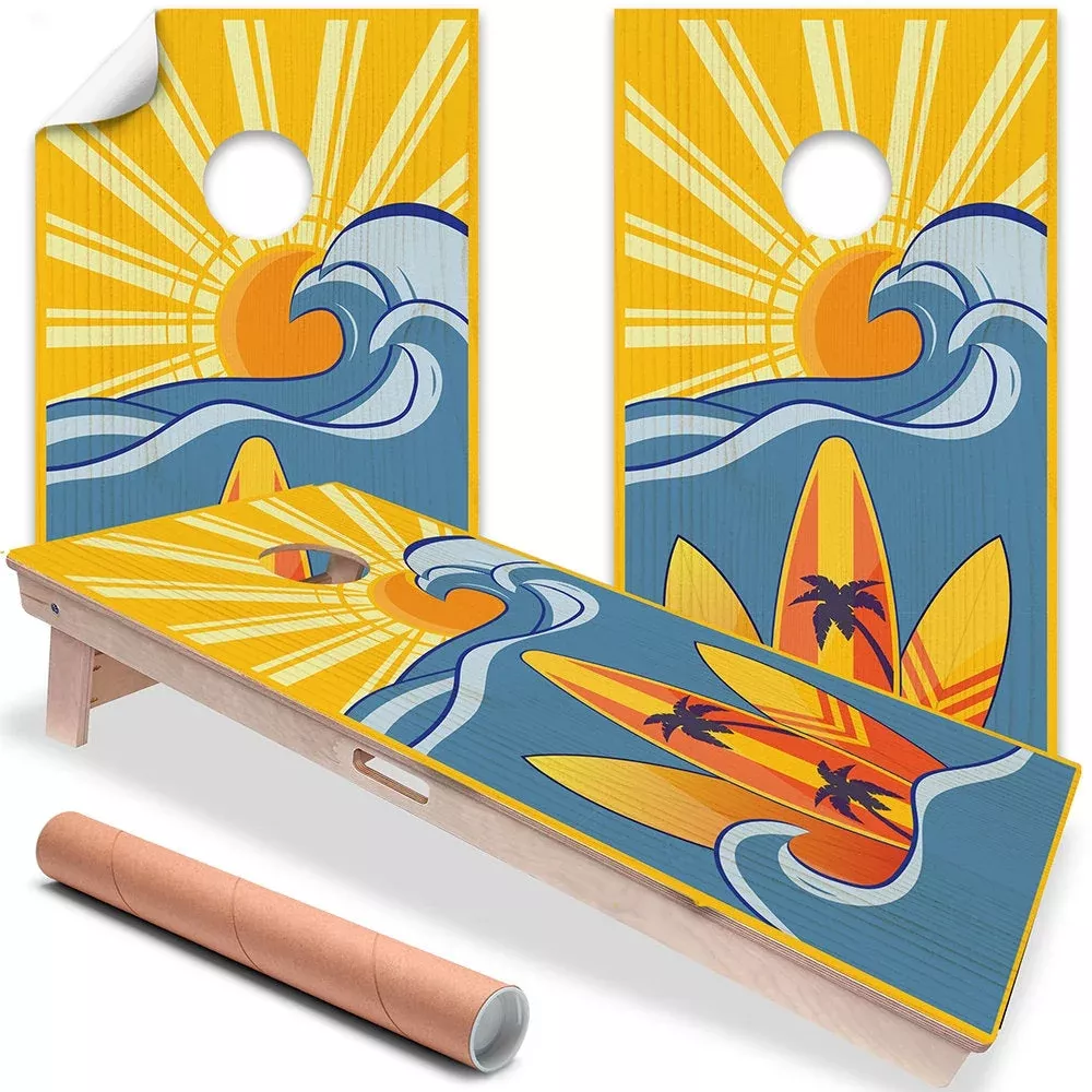 Surf The Wave - Cornhole Board Wrap - Set of 2