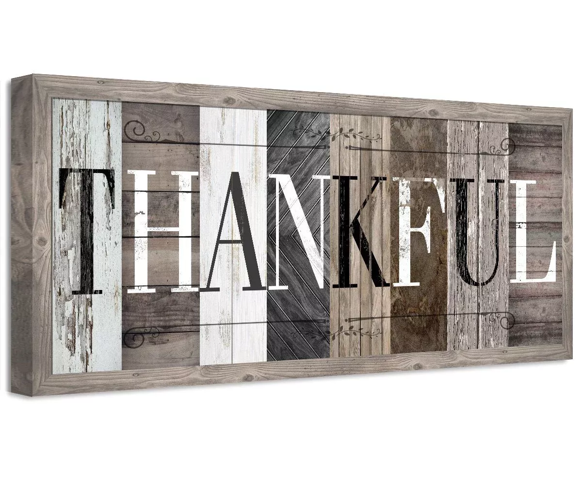 Thankful in Multi Pattern - Canvas