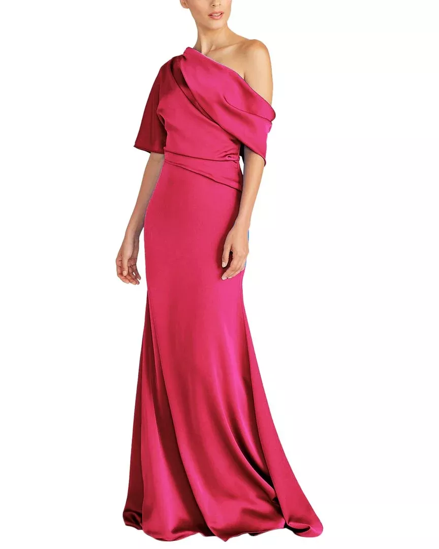 Theia Remi One Shoulder Draped Gown