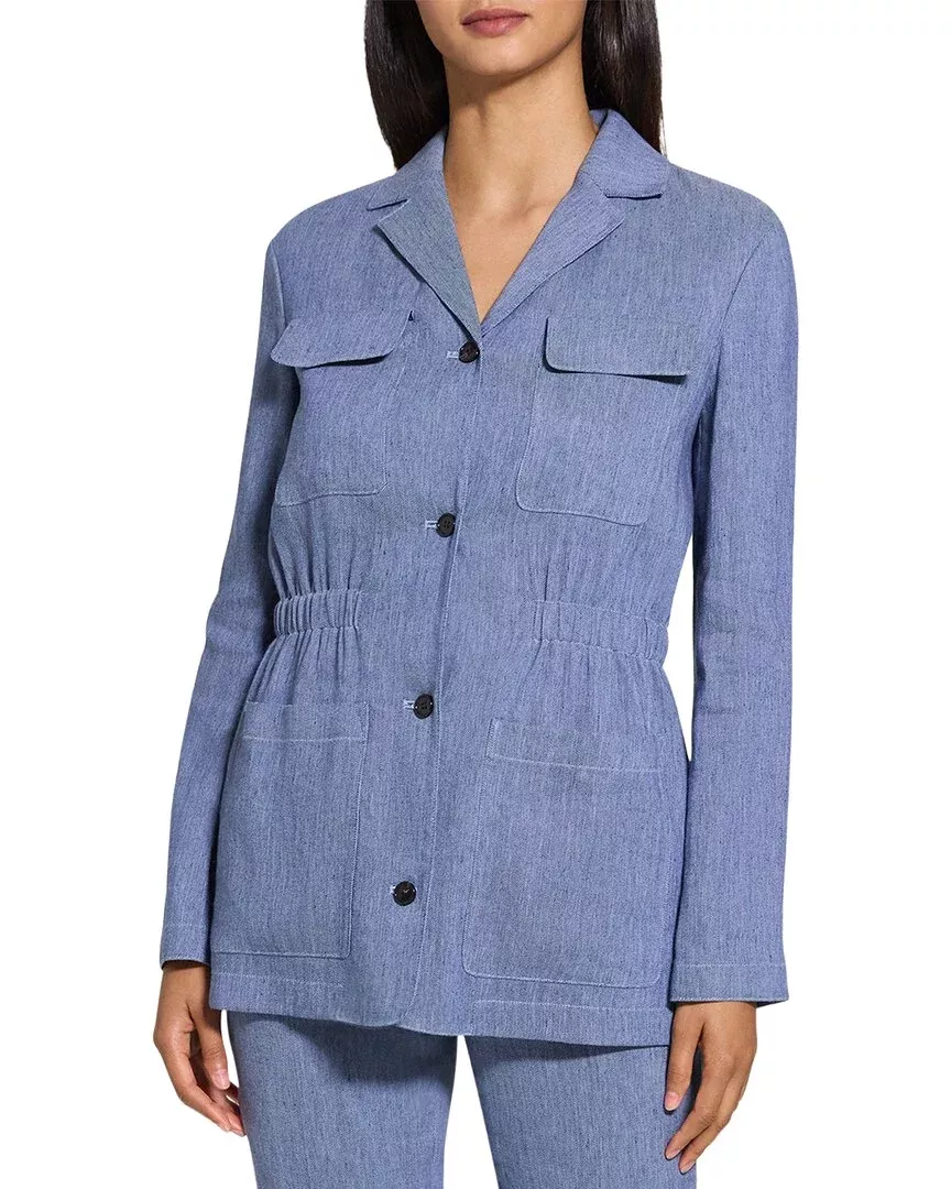 Theory Cinch Linen-Blend Patch Jacket