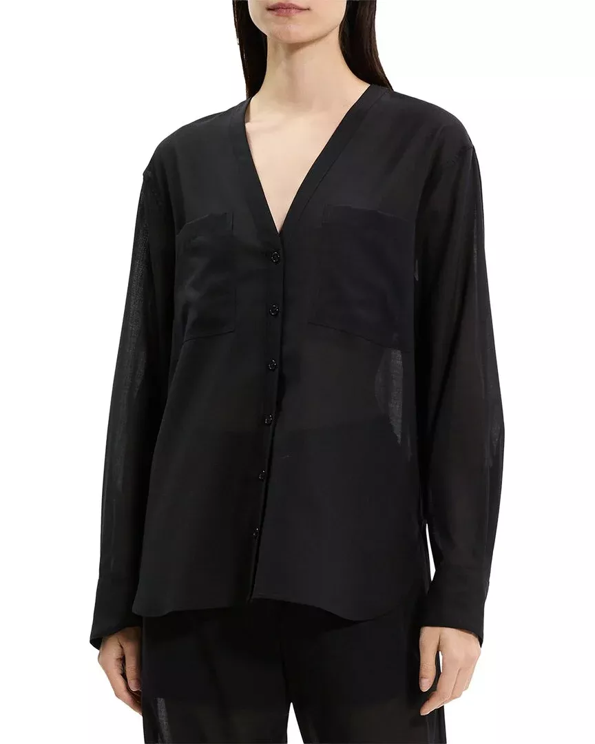 Theory Sheer Lightweight Wool Shirt