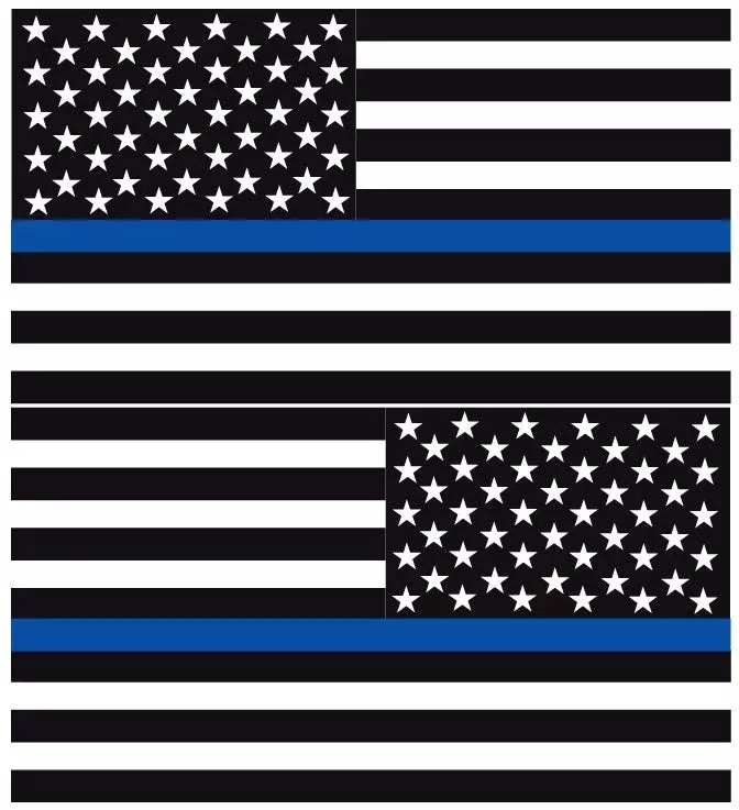 THIN BLUE LINE AMERICAN FLAGS REFLECTIVE WINDOW DECAL