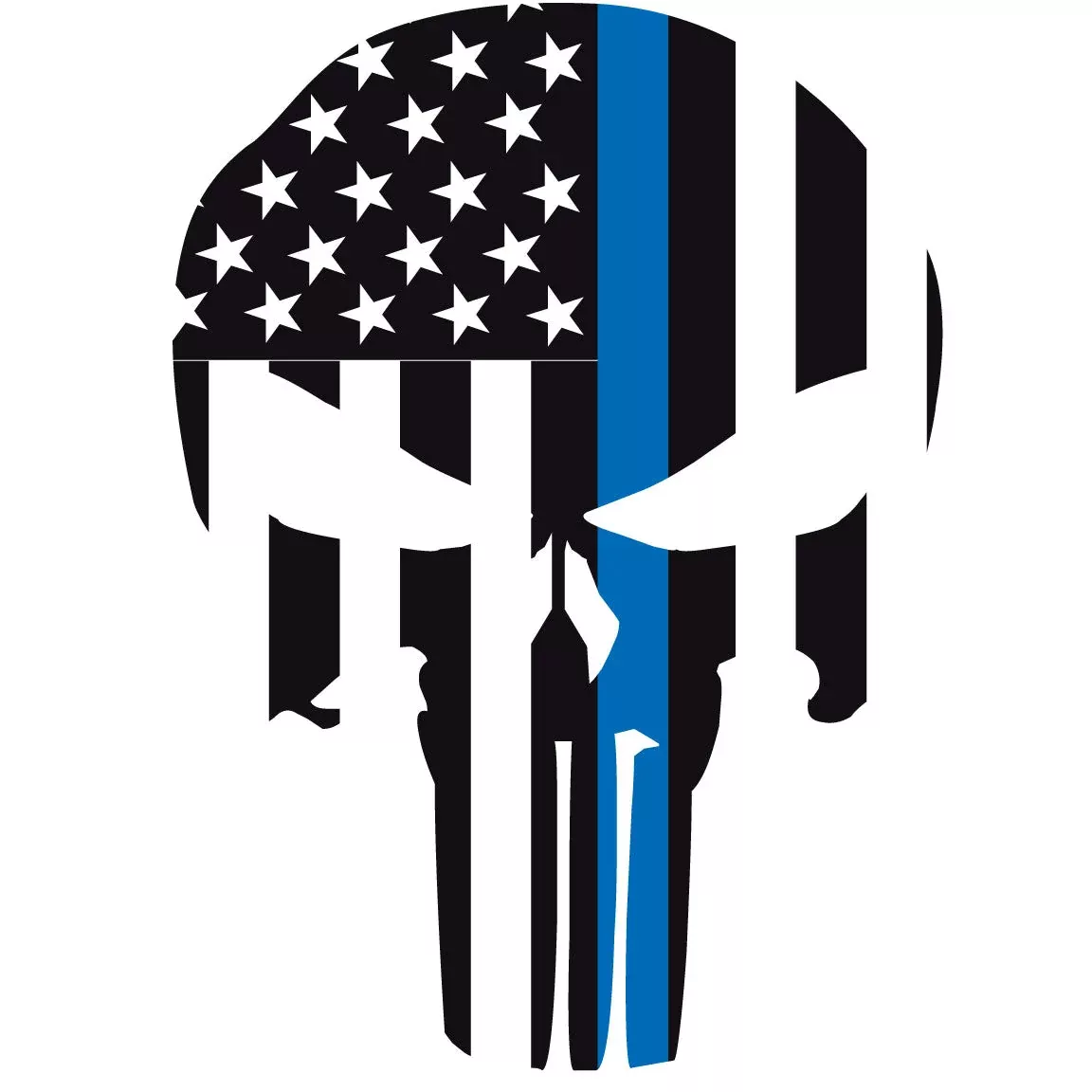 THIN BLUE LINE PUNISHER SKULL WINDOW DECAL