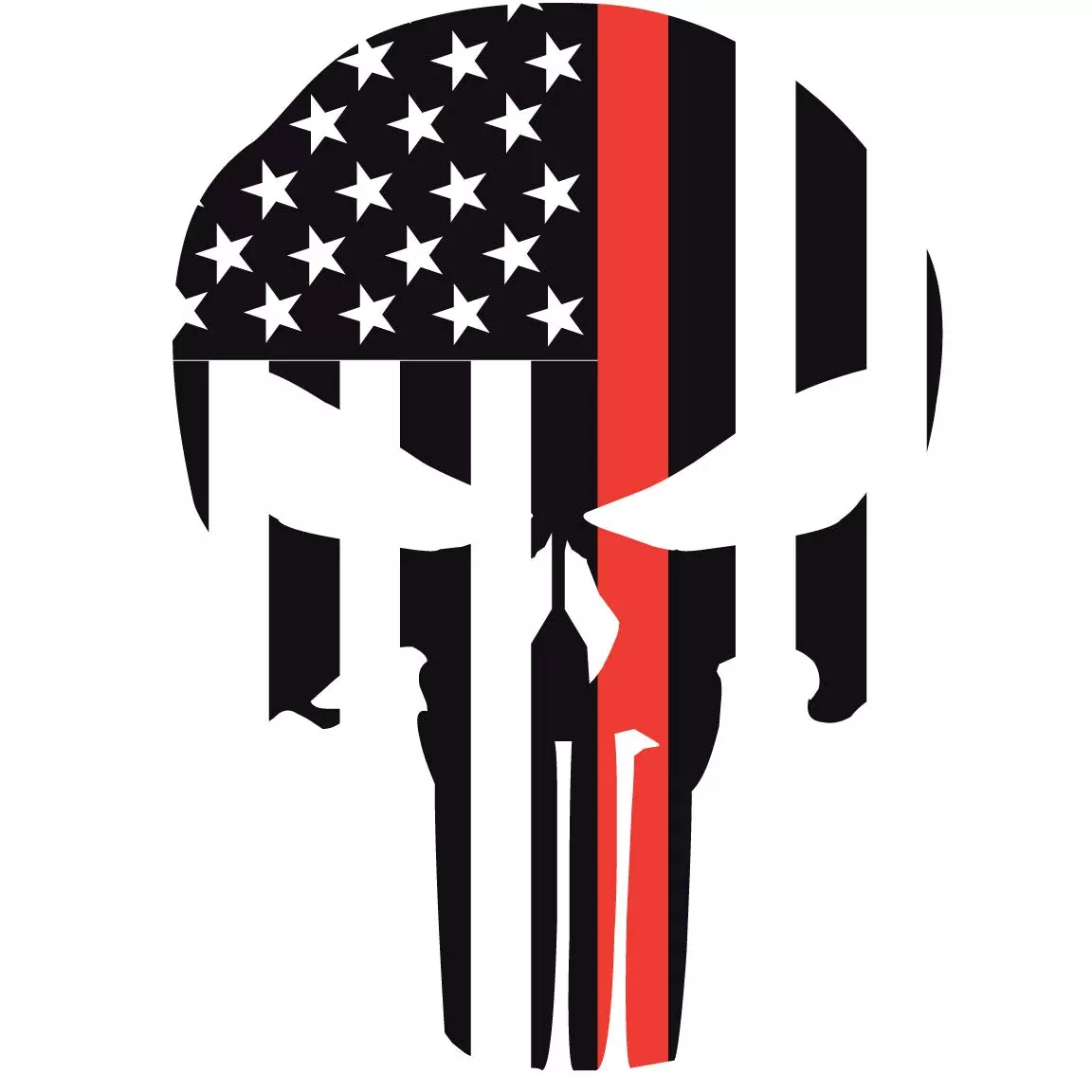 THIN RED LINE PUNISHER SKULL 2" HELMET DECAL