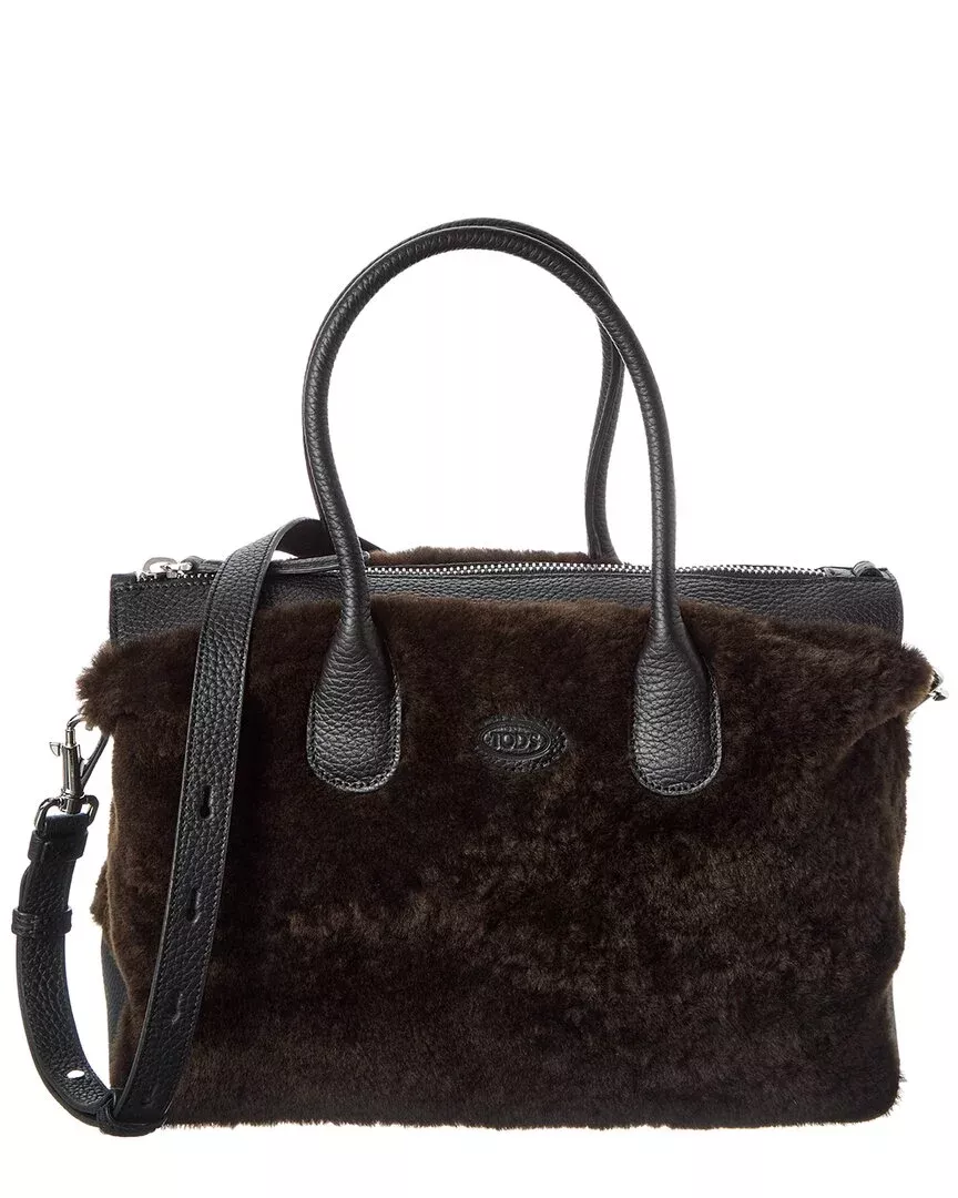Tod’S Di Large Leather & Shearling Tote
