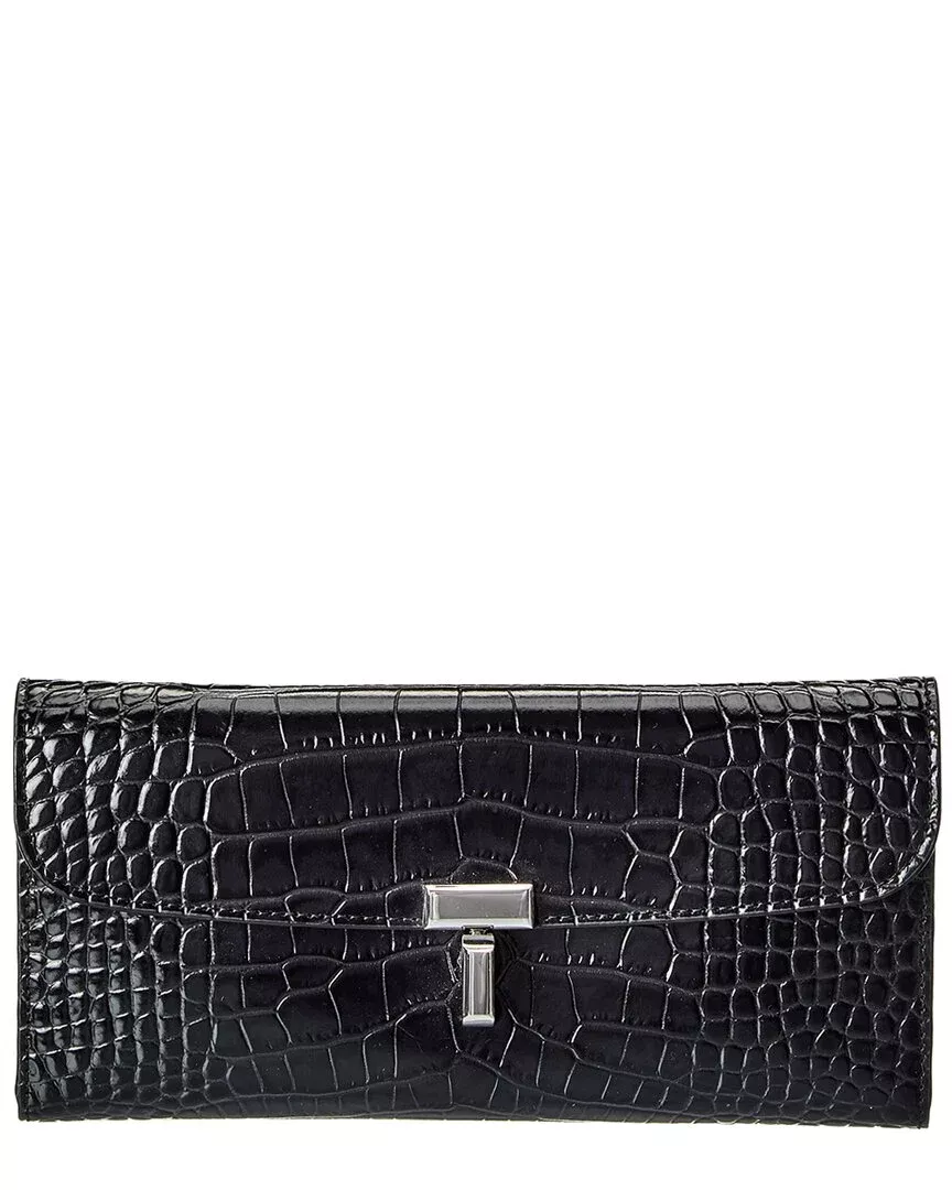 Toteme T-Lock Croc-Embossed Leather Continental Wallet