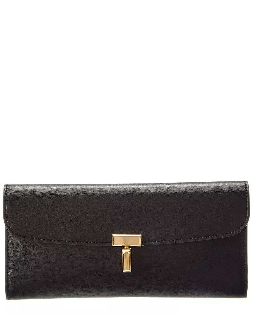 Toteme T-Lock Fold-Over Leather Continental Wallet