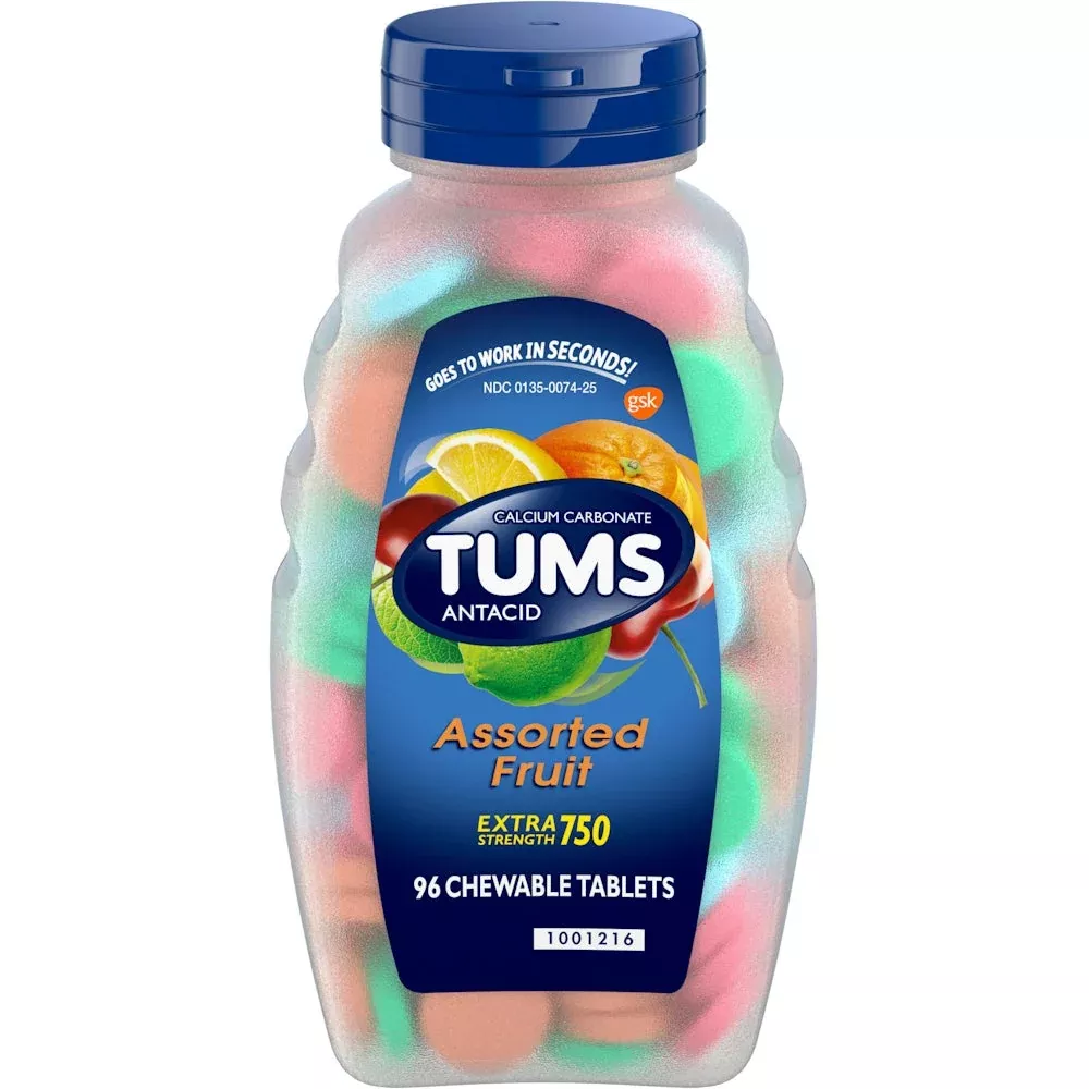 Tums Extra Strength 750 Chewable Antacid Tablets – Assorted Fruit