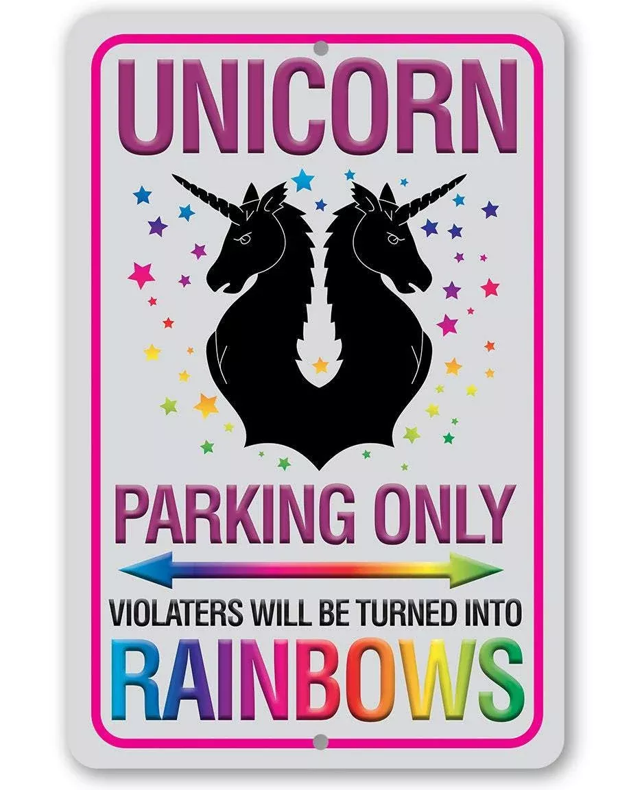 Unicorn Parking Only - Metal Sign