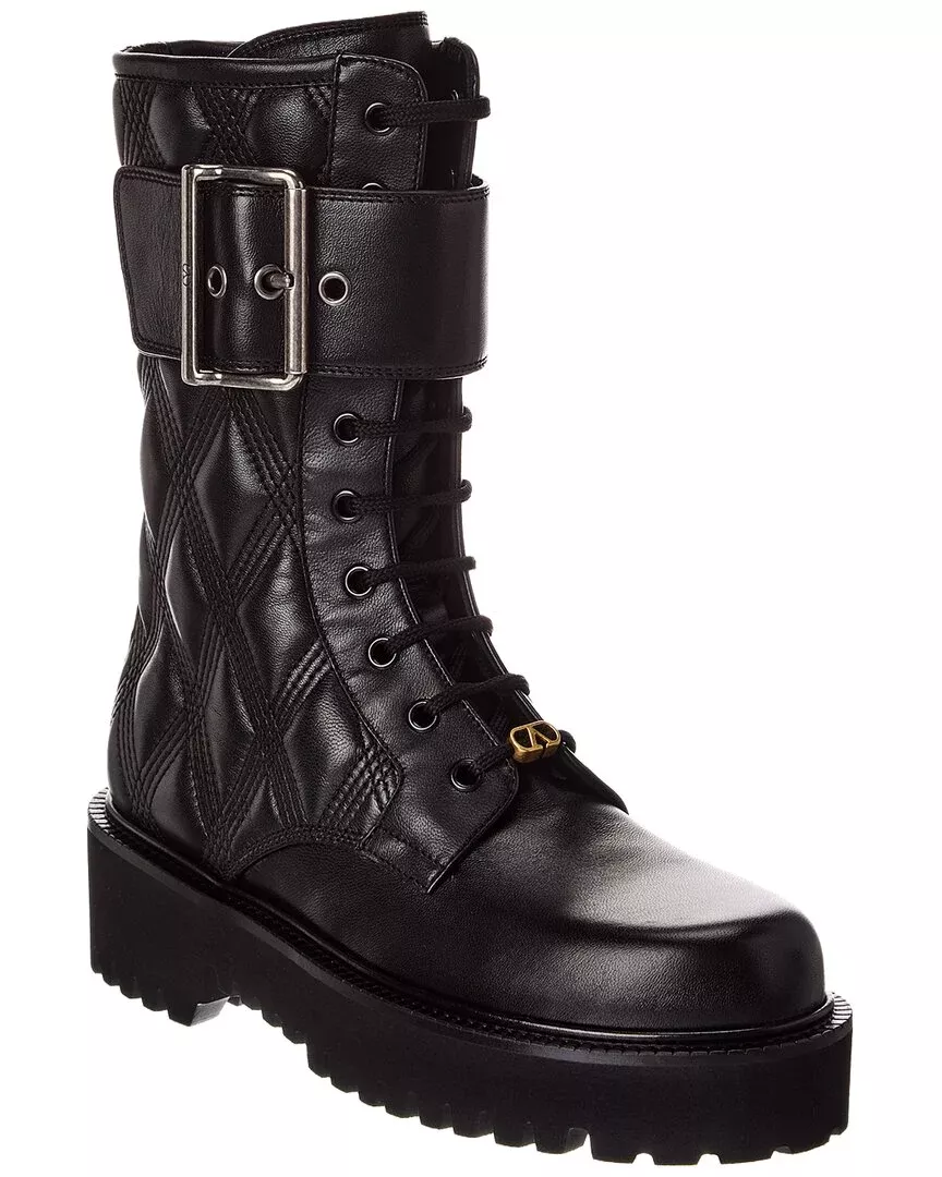 Valentino Vlogo Quilted Leather Boot