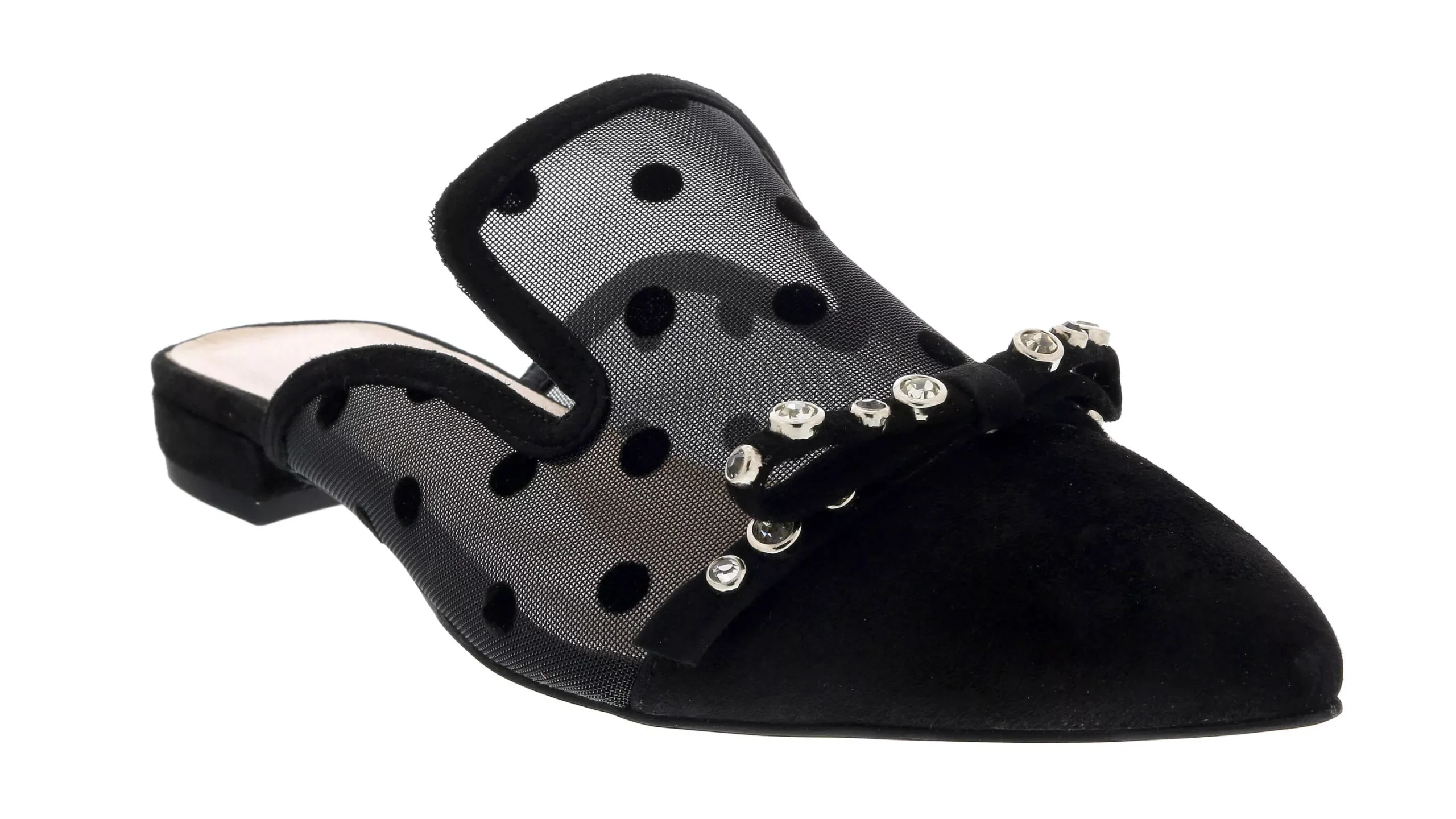 Ventutto Black Mesh Ballerina Flat Mule-