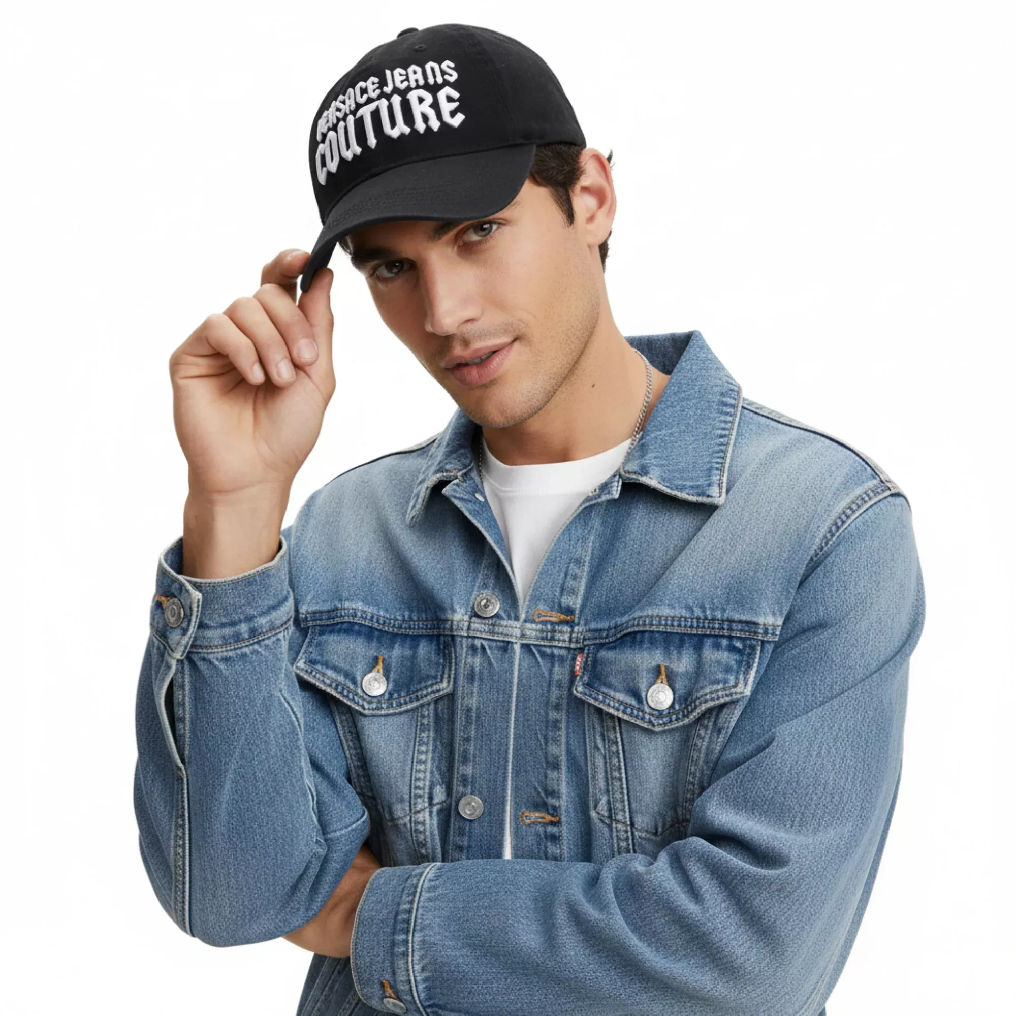 Versace Jeans Couture Black/White Gothic LogoBaseball Cap