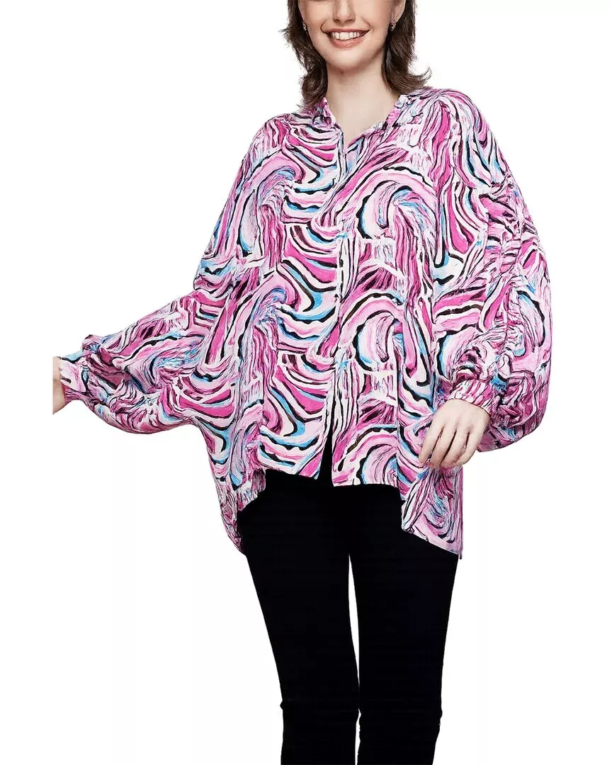 Why Dress Abstract Print Button-Down Blouse
