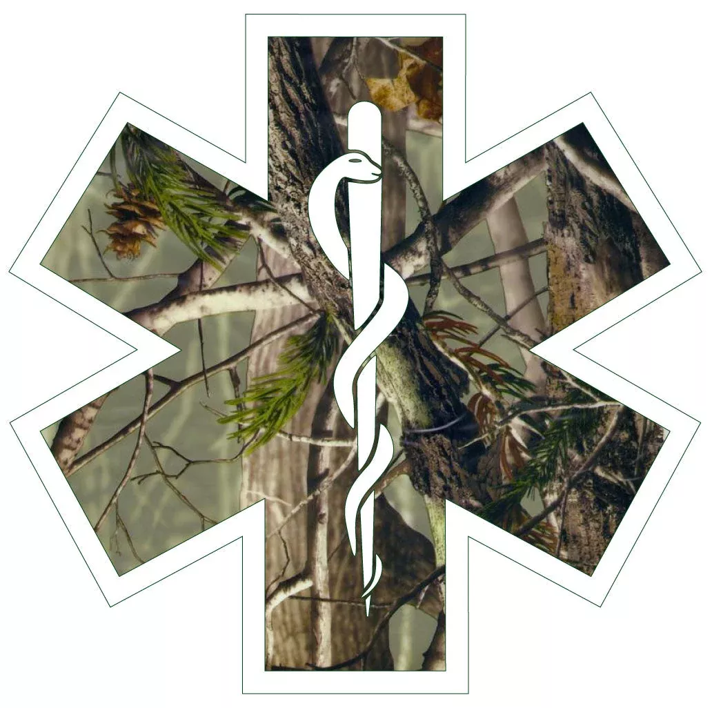 WOODS CAMO STAR OF LIFE REFLECTIVE WINDOW DECAL