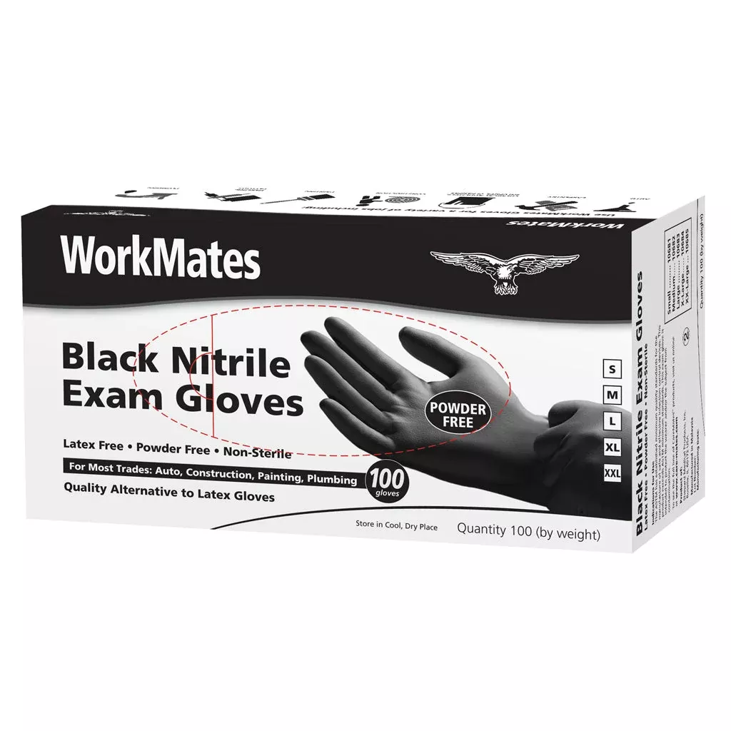 Workmates Black Nitrile Gloves (100 Ct.) Size Small