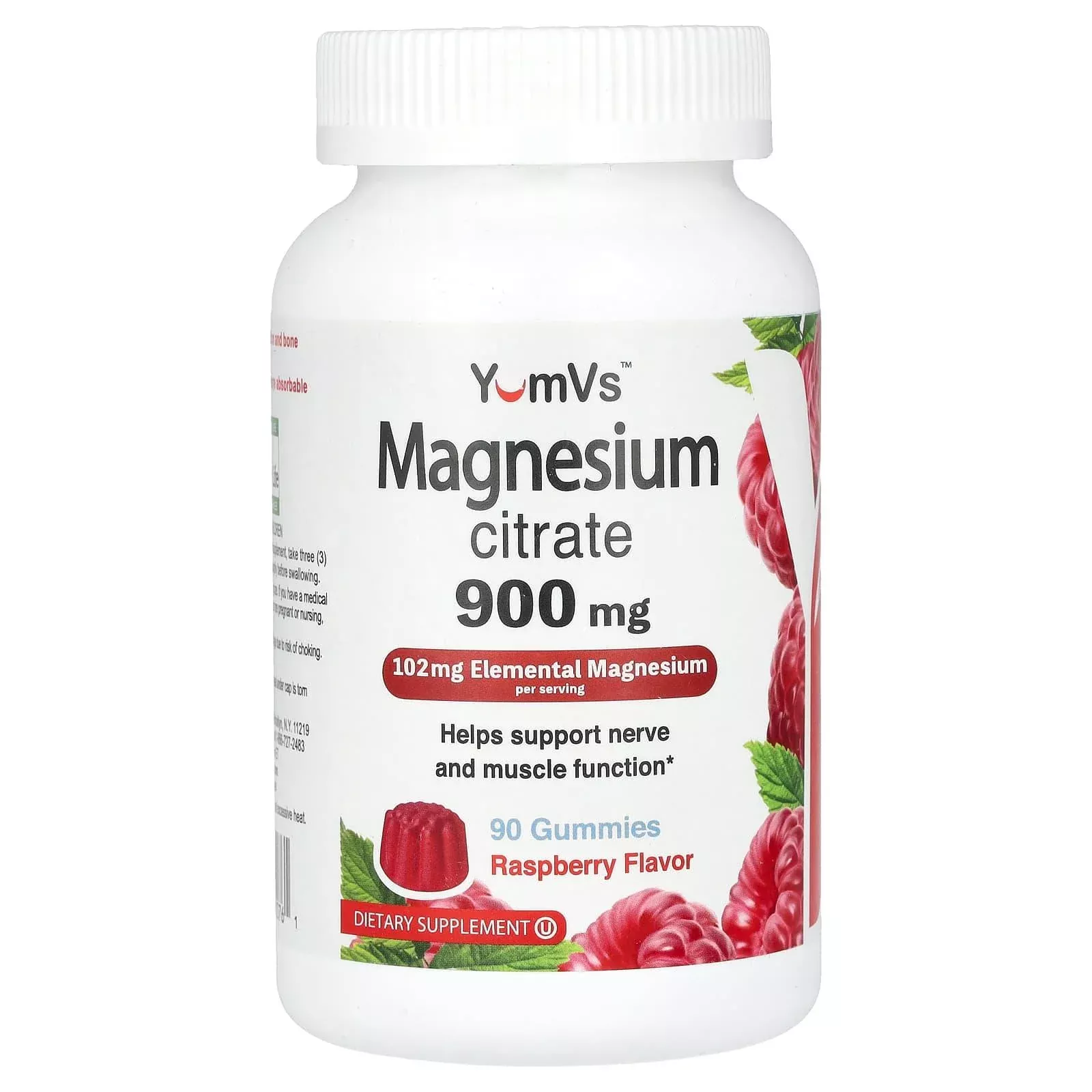 Yum-V's Magnesium Citrate Gummies – Raspberry (900 mg, 90 Count)